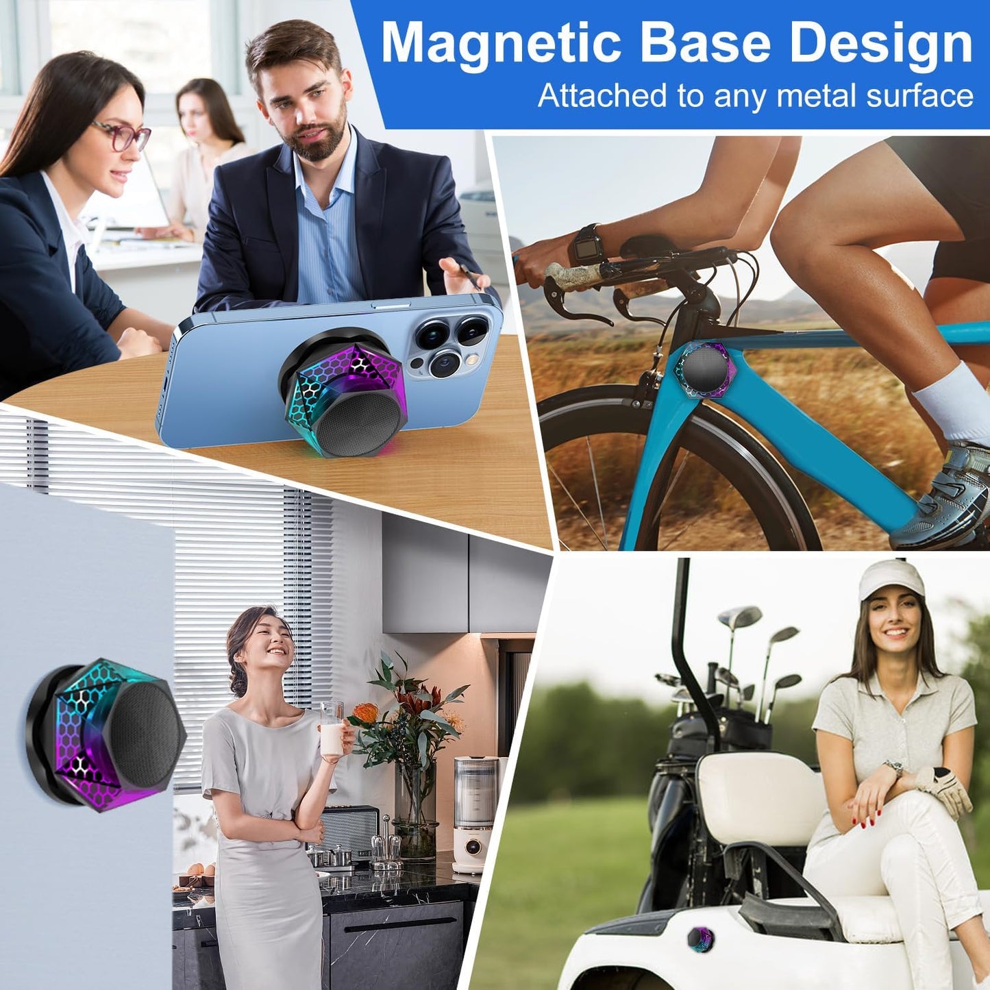 Mini Magnetic Bluetooth Speaker – RGB Light & Phone Stand