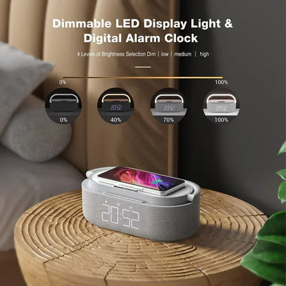 S305 Clock Speaker – FM Radio, Night Light & Wireless Charging