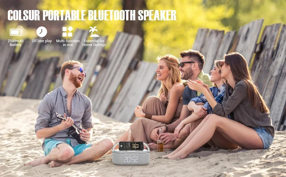 S305 Clock Speaker – FM Radio, Night Light & Wireless Charging