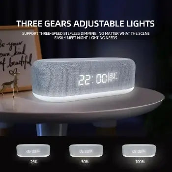 Wireless Charger with LED Clock, Lamp & Thermometer