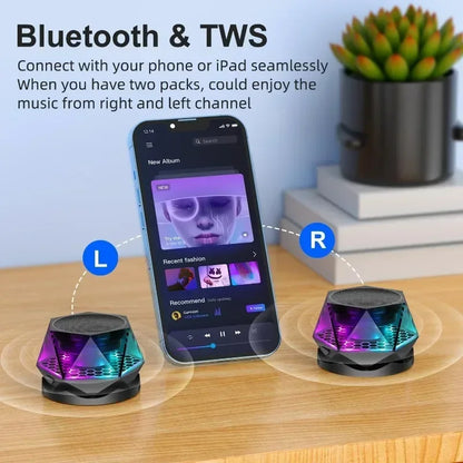 Mini Magnetic Bluetooth Speaker – RGB Light & Phone Stand