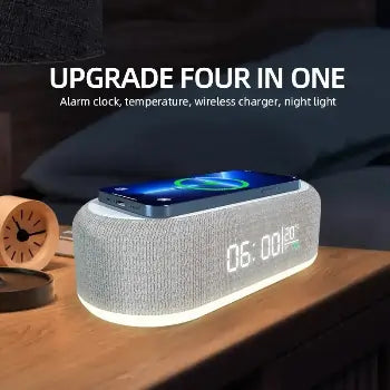 Wireless Charger with LED Clock, Lamp & Thermometer