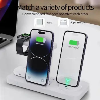 6-in-1 Foldable Wireless Charger – Fast Dock for Apple Devices