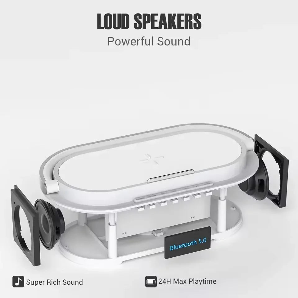 S305 Clock Speaker – FM Radio, Night Light & Wireless Charging