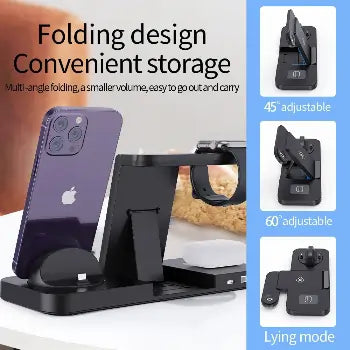 6-in-1 Foldable Wireless Charger – Fast Dock for Apple Devices