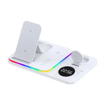 3-in-1 RGB Wireless Charger – Foldable Dock with LED Clock
