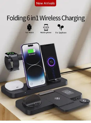 6-in-1 Foldable Wireless Charger – Fast Dock for Apple Devices