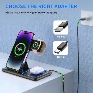 3-in-1 Foldable Wireless Charger – 30W Fast Dock