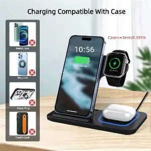 3-in-1 Foldable Wireless Charger – 30W Fast Dock